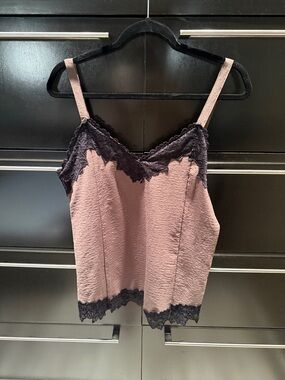 Smell the Roses Mauve Camisole with Black Lace Trim